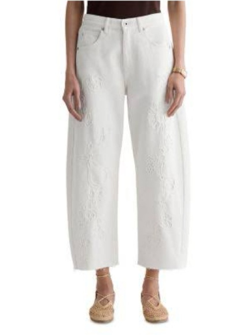 Ag Adriano Goldschmied Hattie Crop Jean High-Rise Barrel In Opal Stone Size 28